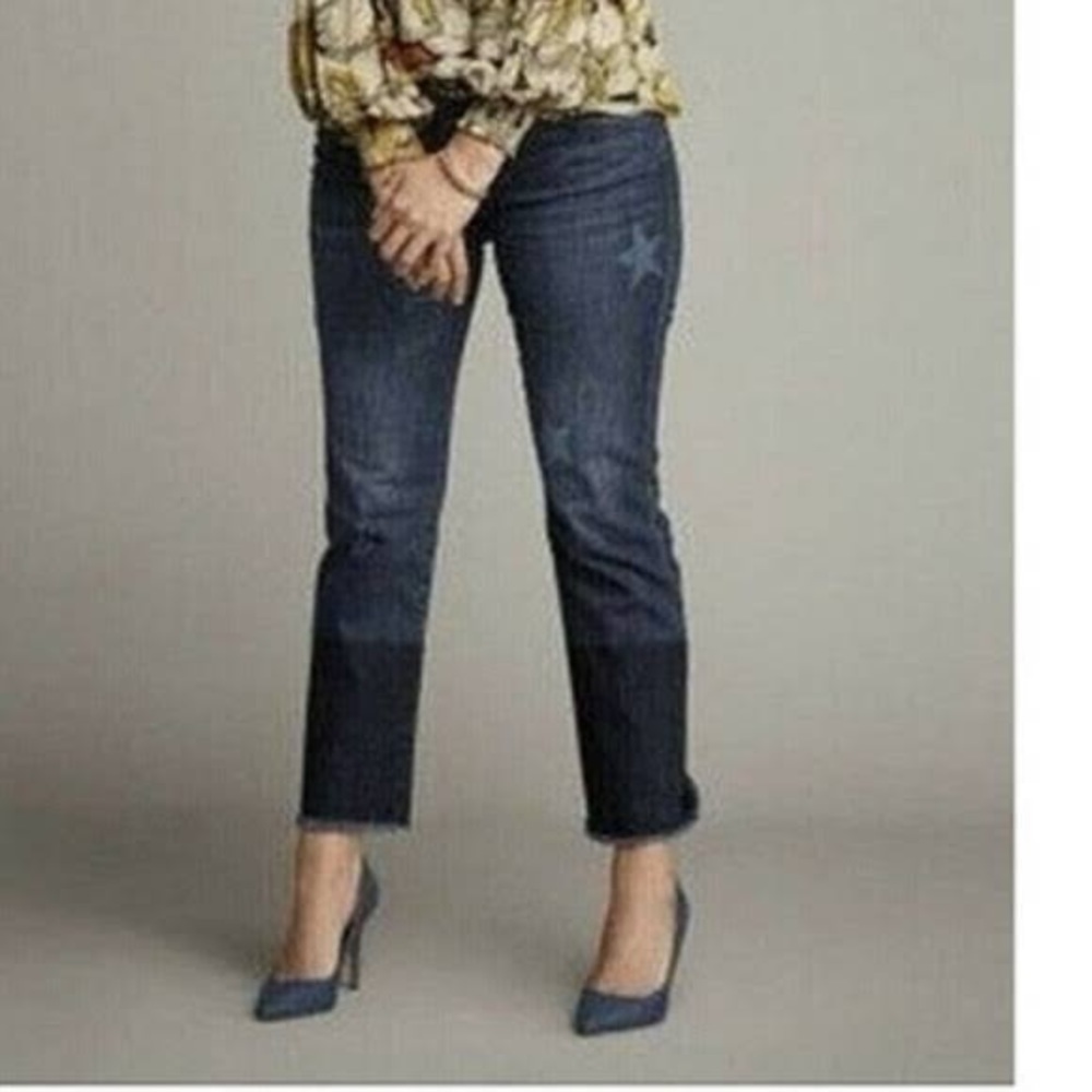 CABI star frayed hem slim straight boyfriend jeans